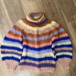 Striped Multicolor Mohair-Blend Turtleneck Sweater
